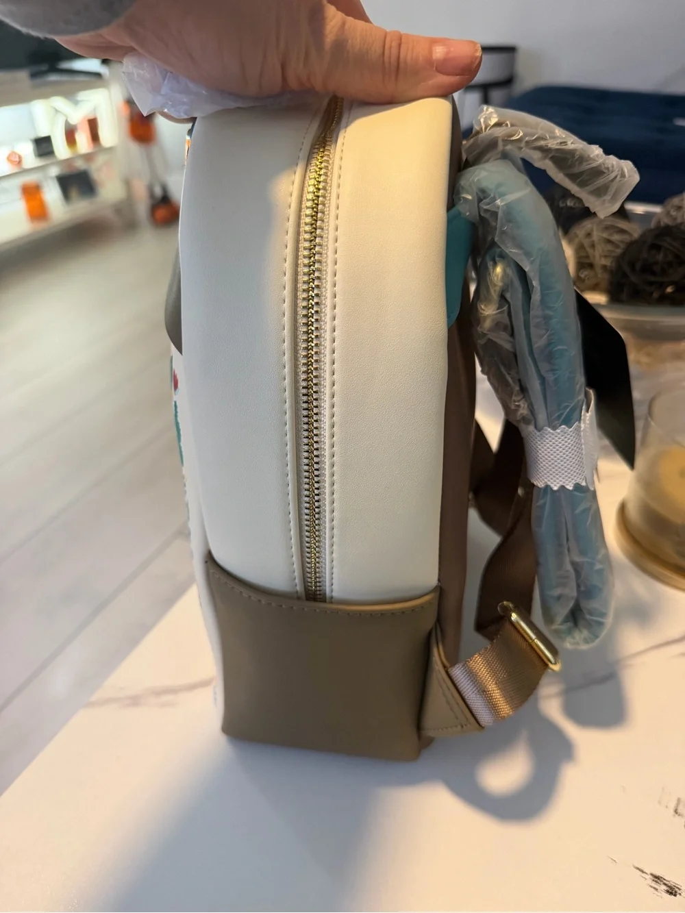 Loungefly Stitch Floral Cactus Mini Backpack - Teal, White & Gray